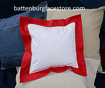 Pillow Sham Cover 26x26 in.Square.White with Red color border